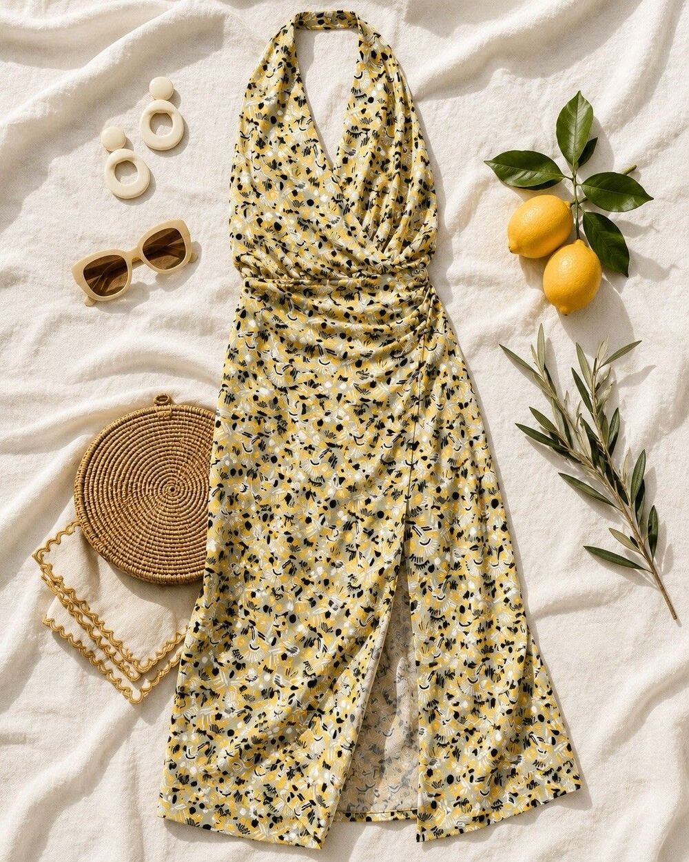 Free People Open Back Halter Maxi Dress L